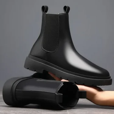 Autumn New Chelsea Boots for Men Black Men Boots Fashion Winter Slip on Ankle Boots Retro Motorcycle Booties botas para hombre 4