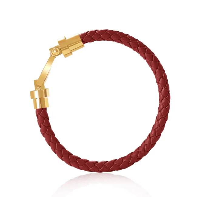 MOONLIGHT Classic Style Genuine Braided Leather Bracelets for Women Simple U-shaped Couples Bracelet Female Man Jewelry Gift 2