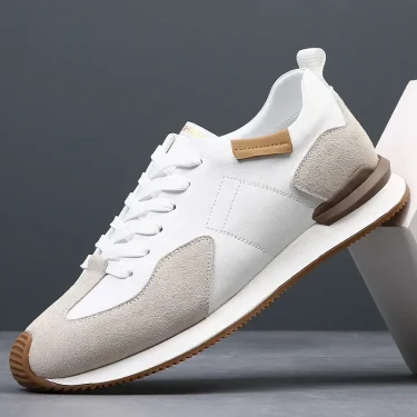 Sneakers Men Elevator Shoes Men's Genuine Leather Casual Taller Shoes Man Hidden Heels 5cm Heighten Inner High rise Lift Shoes 1
