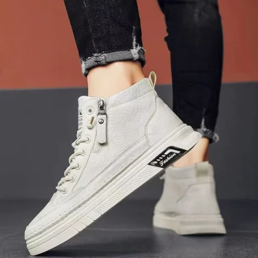 Leather Men's Boots High-top Fashion Casual Shoes for Men Luxury High Quality Men's Ankle Boots Working Shoes botas para hombre 4