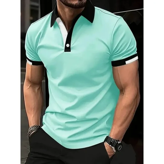 Men's Fashion Solid Color Polos T-Shirts Summer Short Sleeve 3D Printed Street Male POLO Tee 6XL Plus Size Casual Tops Pullovers 3