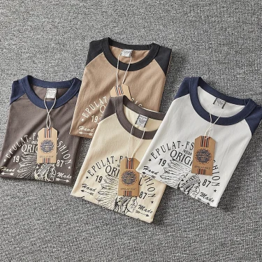 Summer New American Retro Short-sleeved O-neck Letter Printed T-shirt Men's Fashion Simple 100% Cotton Washed Casual Sport Tops 2