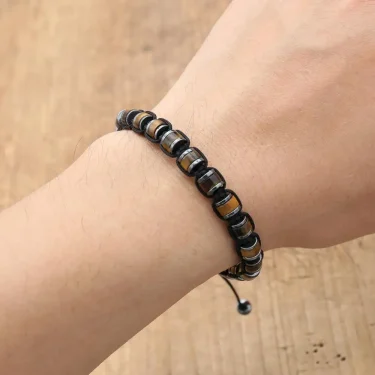 Handmade Man Jewelry Tiger Eye Stone Hematite Braided Bracelet Charm Bracelet for Couple 6