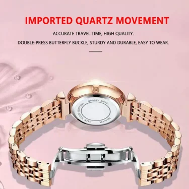 POEDAGAR Watch Women New Fashion Luxury Stainless Steel Wristwatch Bracelet Simple Rose Gold Waterproof Luminous Ladies Watches 3