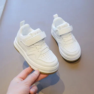 Children's White Shoes Spring and Autumn Kid's Sports Shoes Anti slip Lightweight Boys Board Shoes Soft Sole Baby Casual Shoes 3