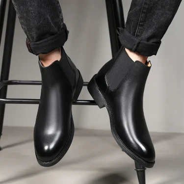 Men's Classic Retro Genuine Leather Chelsea Boots Men Fashion Ankle Boot Mens Casual British Style Short Boot High-Top Shoes 4