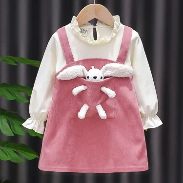 Kid Girl Dress Princess Dress Pocket Bear Gift Birthday Party Children Puff Long Sleeve Toddler Girl Clothes Teen Baby Suit A830 5