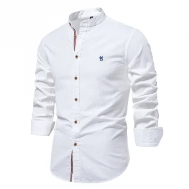 2025 New 100% Cotton Linen Shirt Men Embroidery Brand Shirts Tops High Quality Long Sleeve Button Down Casual Blouses 3