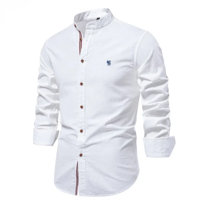 2025 New 100% Cotton Linen Shirt Men Embroidery Brand Shirts Tops High Quality Long Sleeve Button Down Casual Blouses 3