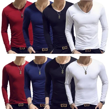 Spring Autumn Period Long Sleeve Cultivate One's Morality Men's T-shirt O-neck Solid Polyester T Shirt Men Red Blue Black 1