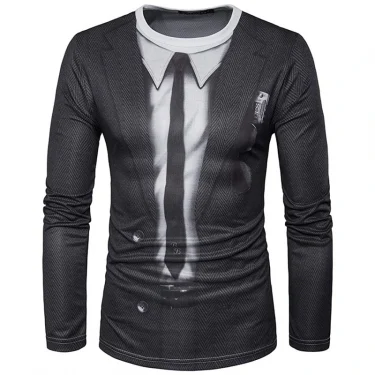 Realistic Suit Tuxedo 3D Print Pattern T Shirts Men Long Sleeve Casual Fashion T-shirt Sweatshirt Breathable Streetwear Tshirt 5