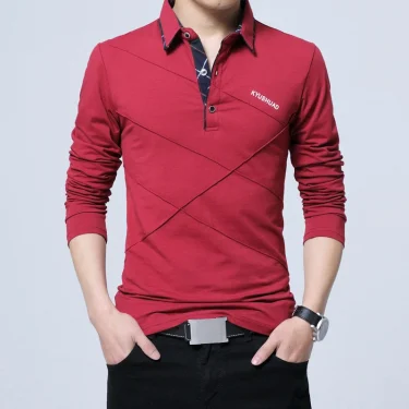 TFETTERS Brand T Shirt Men Long T-shirt Turn-down Stripe Designer T-shirt Slim Fit Loose Casual Cotton T Shirt Male Plus Size 5