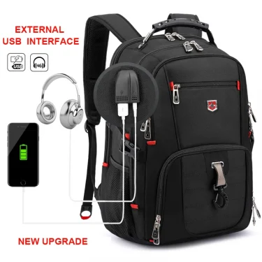 Waterproof 20 Inch Laptop Backpacks USB Charging School Bag Anti-theft Men Backpack Travel Backpack Male Mochila High Capacity 4