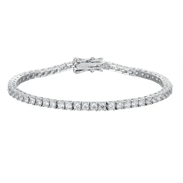 KNOBSPIN 2mm Moissanite Tennis Bracelet 925 Sterling Silver Plated White Gold Bracelet for Women Man Sparkling Party Jewelry 4