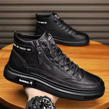 Leather Men's Boots High-top Fashion Casual Shoes for Men Luxury High Quality Men's Ankle Boots Working Shoes botas para hombre 2