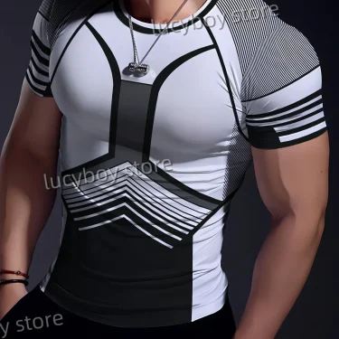 Mens Color blocks T Shirt Muscle Training Tees Short Sleeve Tees Quick Drying Running Sportwear Men Oversized Tops Men Clothing 1