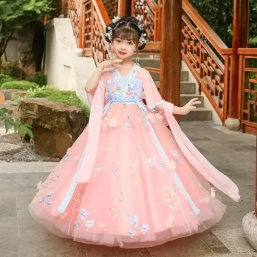 Summer Princess Costume Girls Casual Dresses Kids Vintage Children's Dress Vestido Baby Girls' Hanfu Dress Cosplay Girl Clothing 1