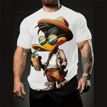 Funny Cartoon Men's T-Shirt 3d Print Short Sleeve Micro Elastic Breath Streetwear Summer Casual Oversized T-Shirts Men Clothing 1