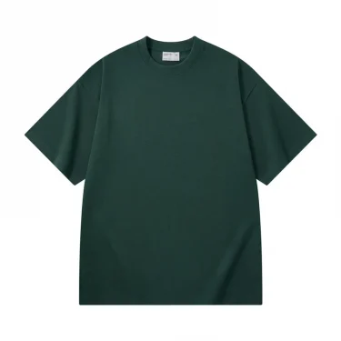 300g Heavyweight Thickened Pullover Cotton Short Sleeved T-shirt for Men's Summer Solid Color T-shirt Streetwear 6