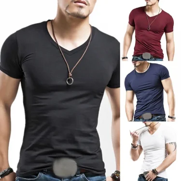 New Men T Shirt Fitness V neck Man T-shirt For Male Clothing T-shirts M-5XL Tops Tees ropa hombre ​футболка мужская 6