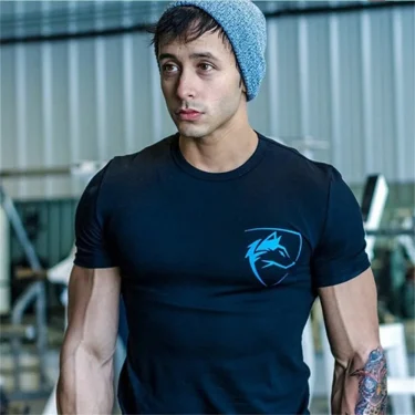 New Cotton Casual Print T-shirt Men Short Sleeve Skinny Tees Shirt Male Gym Fitness Tops Summer Sport Training Crossfit Clothing 5