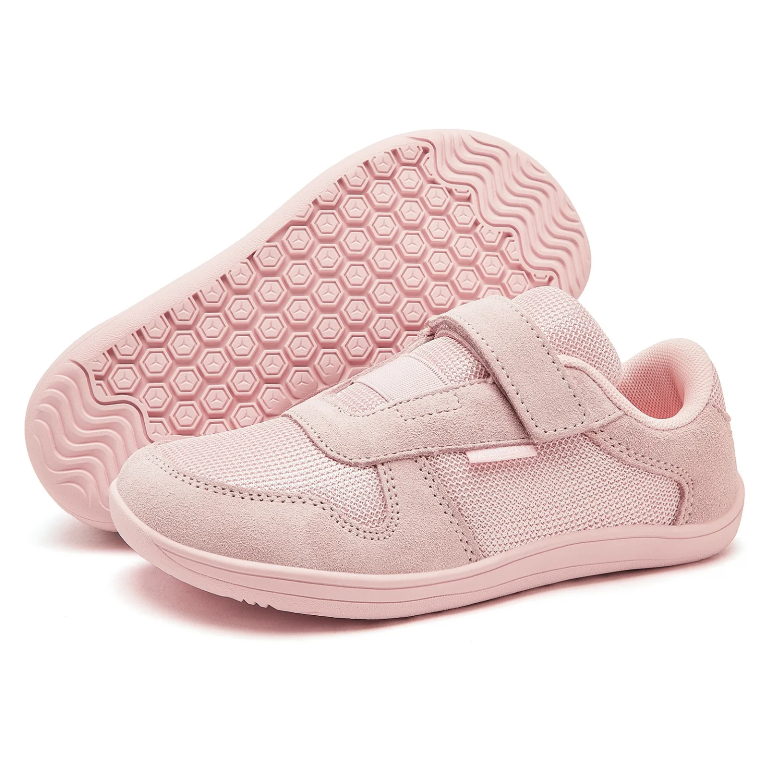 HOBIBEAR Kids Wide Toe Barefoot Shoes Little/Big/Kid Hook Loop Minimalist Sneakers Artificial Leather Mesh Lightweight Shoes 2