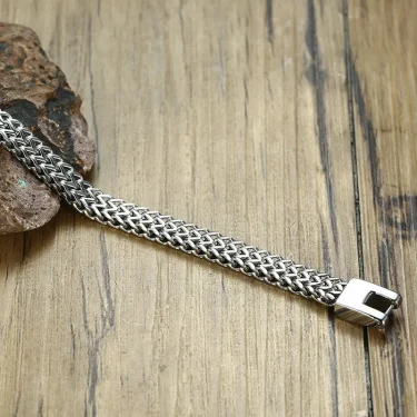 Stylish Stainless Steel Bali Foxtail Chain Bracelet for Men,Double Franco Link Chain Bracelets,Armband Male Jewelry 5