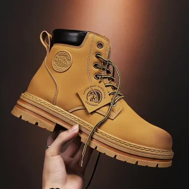Men Leather Shoes High Top Boots Fashion Motorcycle Ankle Boots Men Winter Boots Man Shoes Lace-Up Botas Hombre 2025 new 2