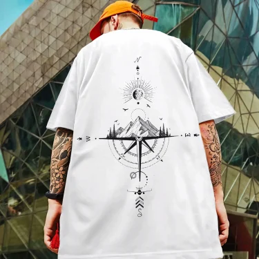 New Summer Men's T-Shirt 3d Compass Printed Short Sleeve Tees Simple Fashion Male Clothing Loose Oversized T-Shirt For Men 6