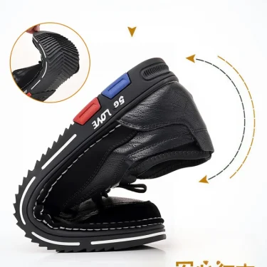 Genuine Leather Man Shoes Elastic Band Men's Sneakers Concise Soft Soled Men Casual Shoes Light Running Sneaker Tenis Shoes 50 6