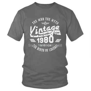 Man The The Myth 1980 T Shirt Men's Cotton T-shirts Novelty Tshirt Short Sleeve Legends Are Born In 1980 41th Birthday Gift Tee 3