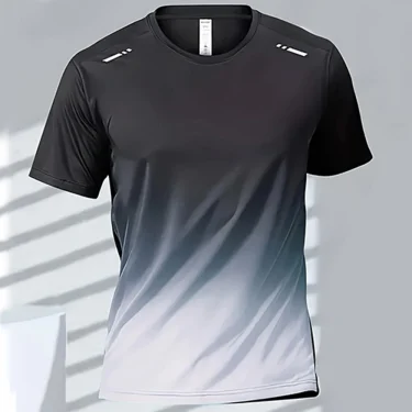 Summer Men's T-Shirt Badminton Quick Dry Men's Boxing Training short sleeve Casual Sportswear Running Tops Man Gradient Clothes 1