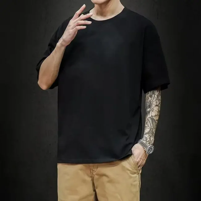 New Summer Men's T Shirt Fashion Solid Basic Loose Hip Hop Short Sleeve T-Shirts For Men Women Casual Cotton Streetwear Top Tees 2