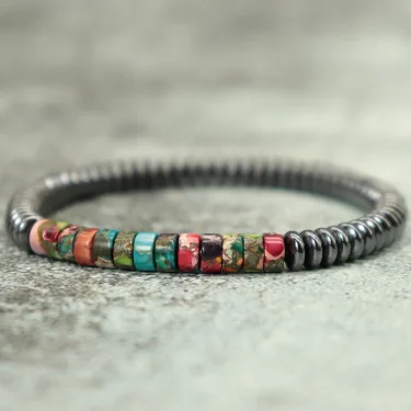 Minimalist Natural Wood Bracelet Men Grade A Imperial Stone Beaded Braclet Homme Hematite Meditation Braslet Pulsera Hombre Gift 6