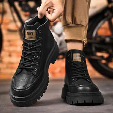 Men's High Quality Hiking Boots Autumn Retro British Style Genuine Leather Boots Outdoor Trend Men's Platform Motorcycle Boots 4