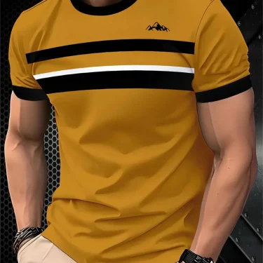 Fashion Simple Men's T-Shirt Striped Printed Short Sleeve T-Shirt Oversized Tops Summer Men's Daily Versatile Casual Clothing 4