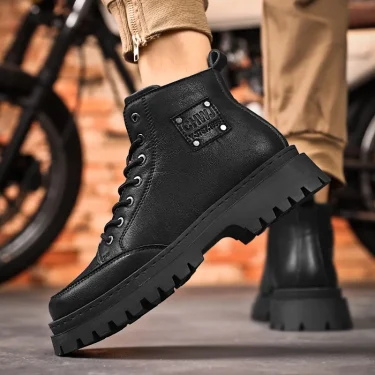 Men's High Quality Hiking Boots Autumn Retro British Style Genuine Leather Boots Outdoor Trend Men's Platform Motorcycle Boots 6