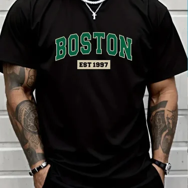 Japanese simple and fresh letter pattern summer short-sleeved outdoor casual comfortable breathable men's short-sleeved T-shirt 2