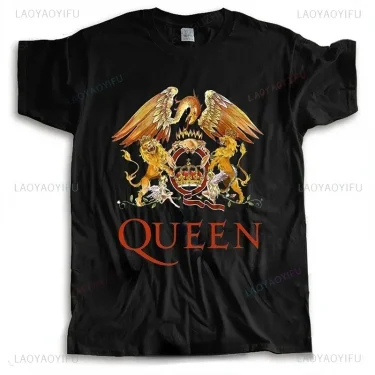 Fashion Brand Queen T Shirts Mens Loose Homme T Shirt Summer Women T-shirt Queen LOGO Rock Band Sweatshirts Soft Comfortable 1
