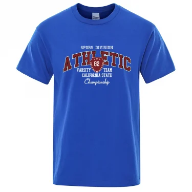 Athletic 82 Varsity Team California State Mens T Shirt Summer Streetwear Casual Brand Tee Clothes T-Shirt Cotton Breathable Tops 3