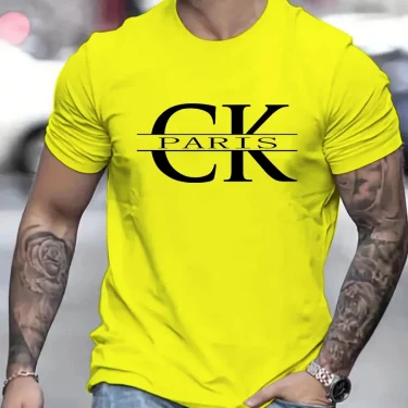 Summer new monogram print, men's retro casual cotton street casual fashion short-sleeved top 4