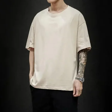 New Summer Men's T Shirt Fashion Solid Basic Loose Hip Hop Short Sleeve T-Shirts For Men Women Casual Cotton Streetwear Top Tees 3
