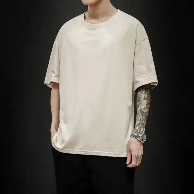 New Summer Men's T Shirt Fashion Solid Basic Loose Hip Hop Short Sleeve T-Shirts For Men Women Casual Cotton Streetwear Top Tees 3