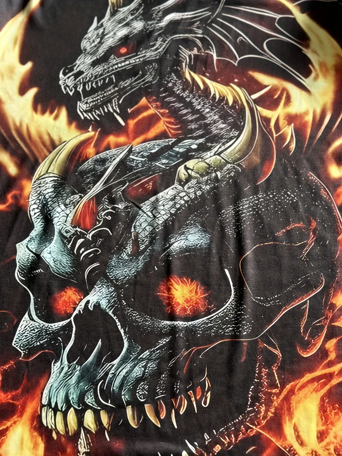 Mens Dragon Print Cotton Blend T-shirt - Stylish Crew Neck Comfortable & Breathable for Summer Casual Everyday Wear Hot Sale 3