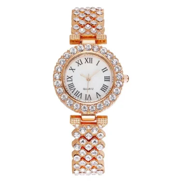Network explosion models alloy full diamond women's fashion watches simple Roman numerals three-hand quartz wristwatch spot 2