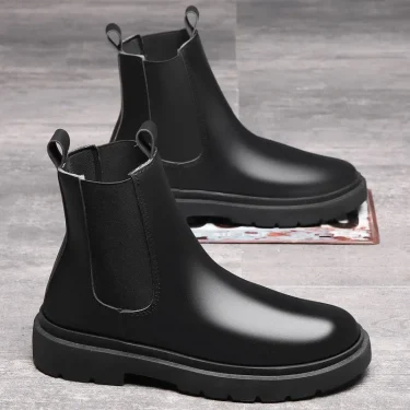 Autumn New Chelsea Boots for Men Black Men Boots Fashion Winter Slip on Ankle Boots Retro Motorcycle Booties botas para hombre 6