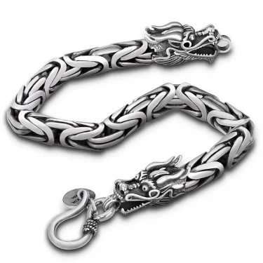 Stainless Steel Silver Color Gold Color Black Dragon Clasp Rock Chain Men Bracelet Bangle Hip-Hop Jewelry Gifts New Fashion 5