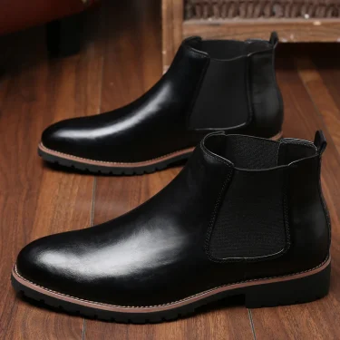 Men Classic Retro Leather Chelsea Boots for Man Fashion Ankle Mens Casual British Style Short Boot High-Top Shoes 1