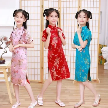 Summer Children Girls Dresses Vestidos Casual Baby Qipao Costumes Fashion Modern Cheongsam Kids Clothes Chinese Style Girl Dress 4