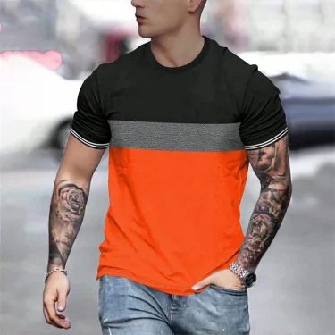 Simple Fashion Stripe T Shirts For Men Summer Casual Short Sleeve 3D Printed T-shirt Loose Crew Neck Breathable Pullovers Tops 2